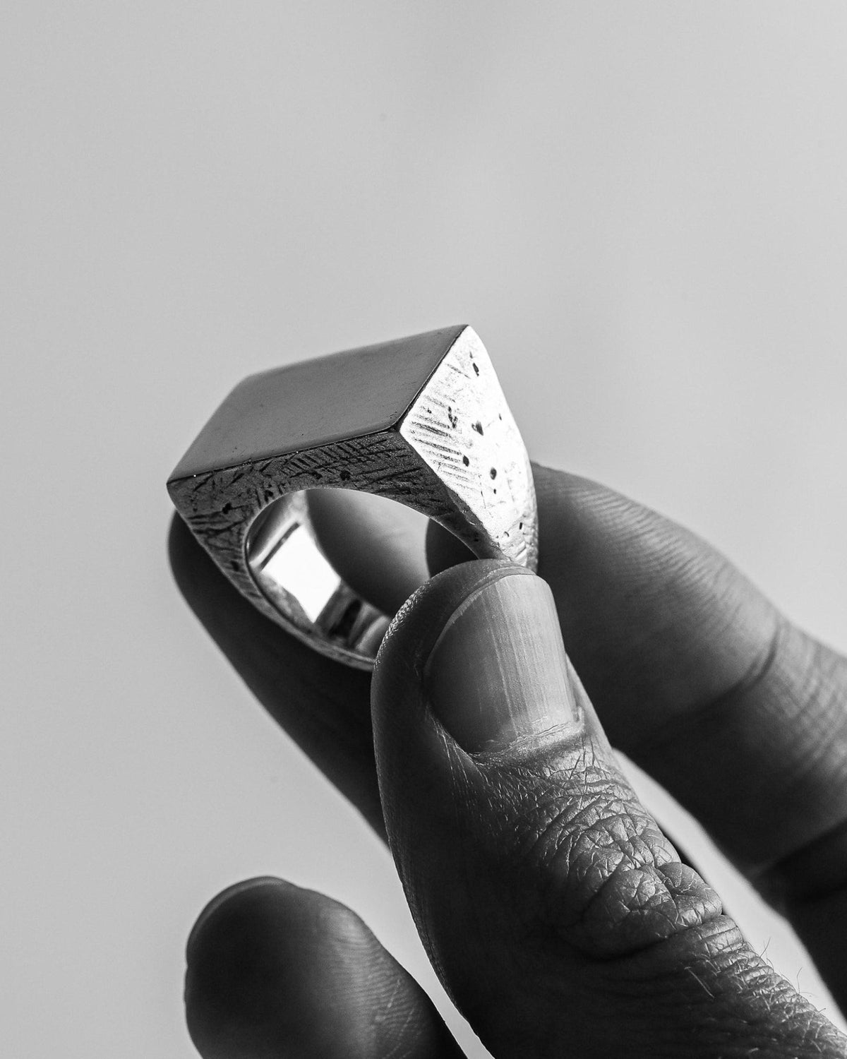 Close-up of the Mickey 3.0 ring's textured finish